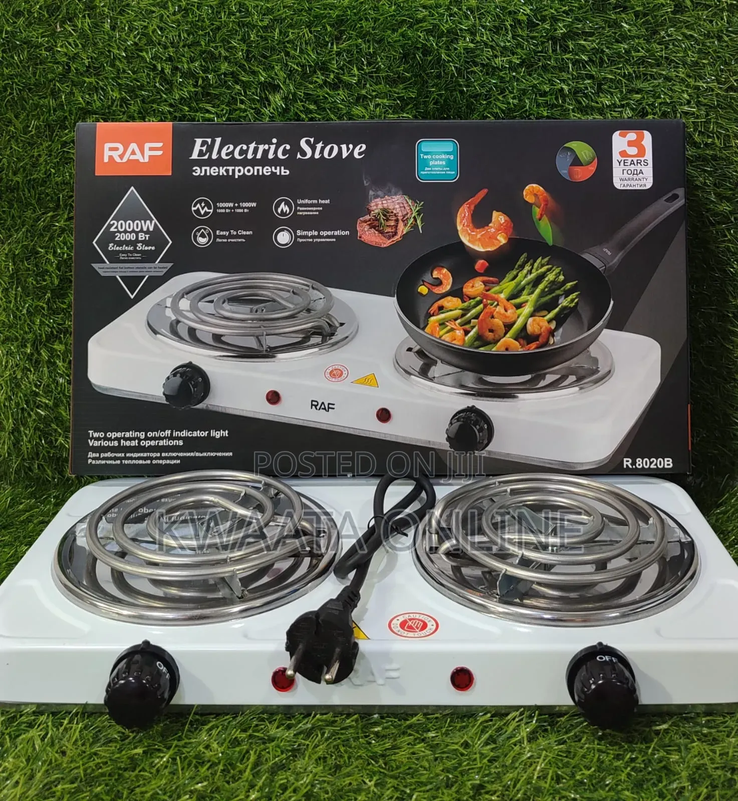 Raf 2000w Hot Plate Electric Double Coil Burner Cooktop