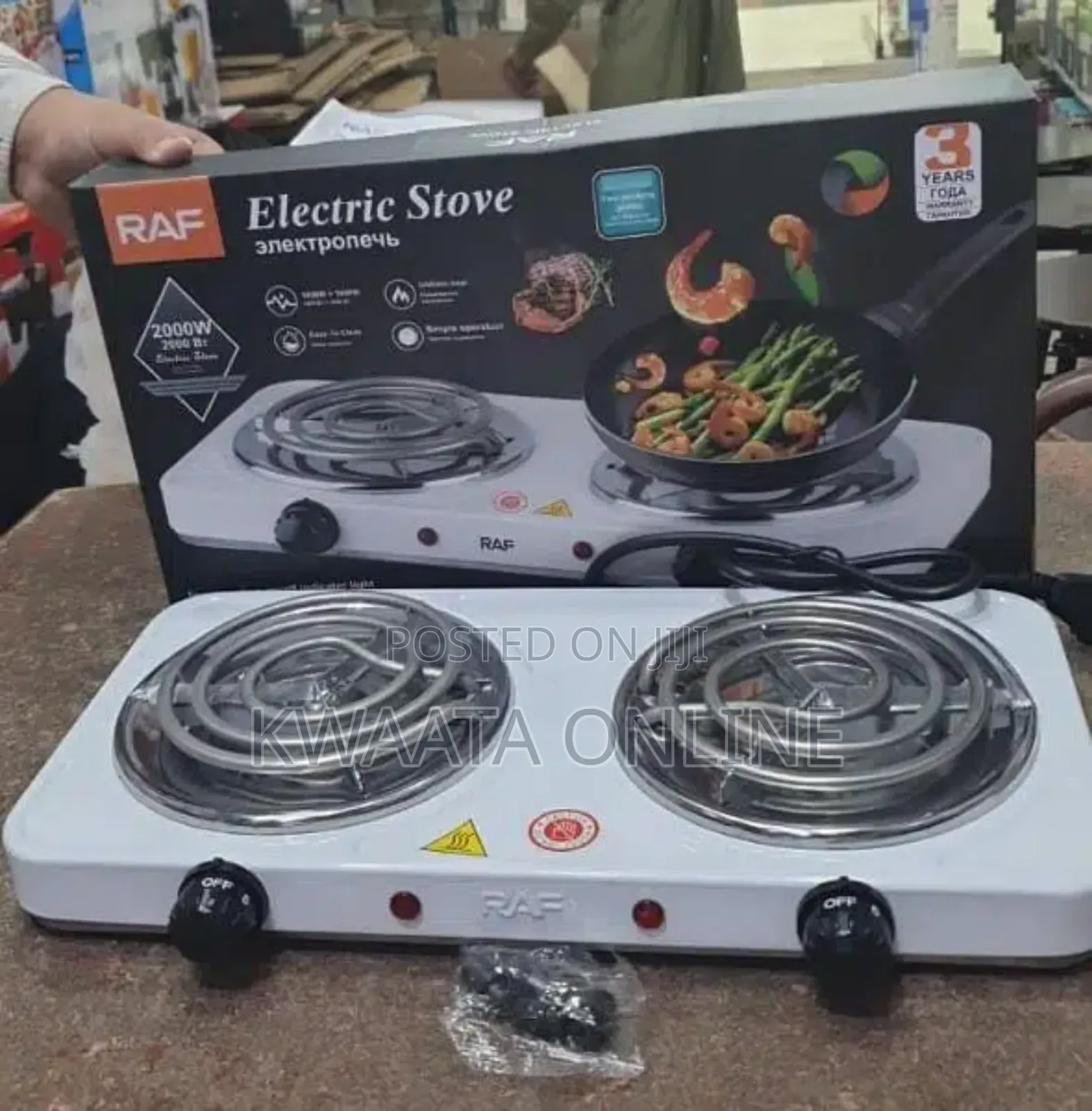 Raf 2000w Hot Plate Electric Double Coil Burner Cooktop