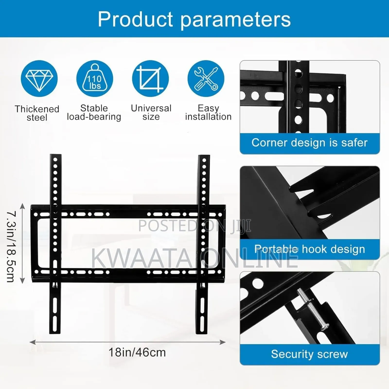 Tv Wall Mount Bracket, 26-63 Inch, Heavy Duty, 50 Kg Load