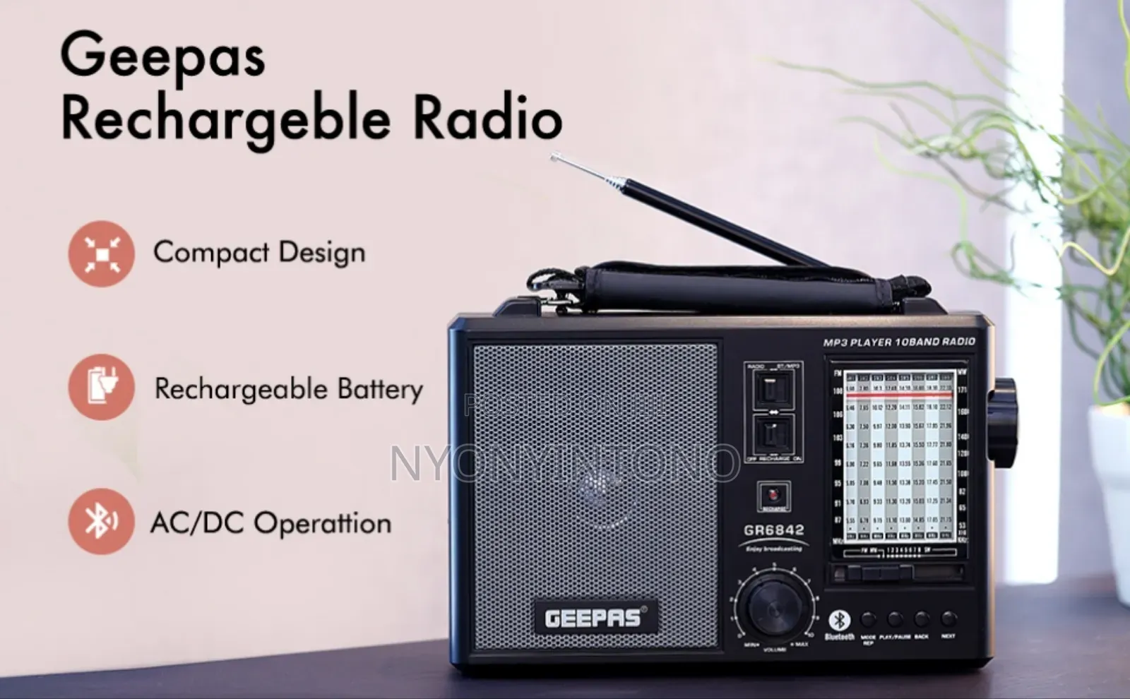 Geepas High-Quality Rechargeable Radio