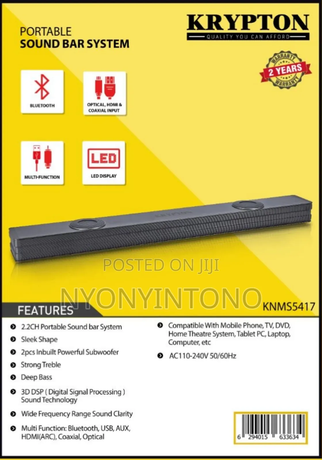 Krypton High-Quality Sound Bar KNS-5417
