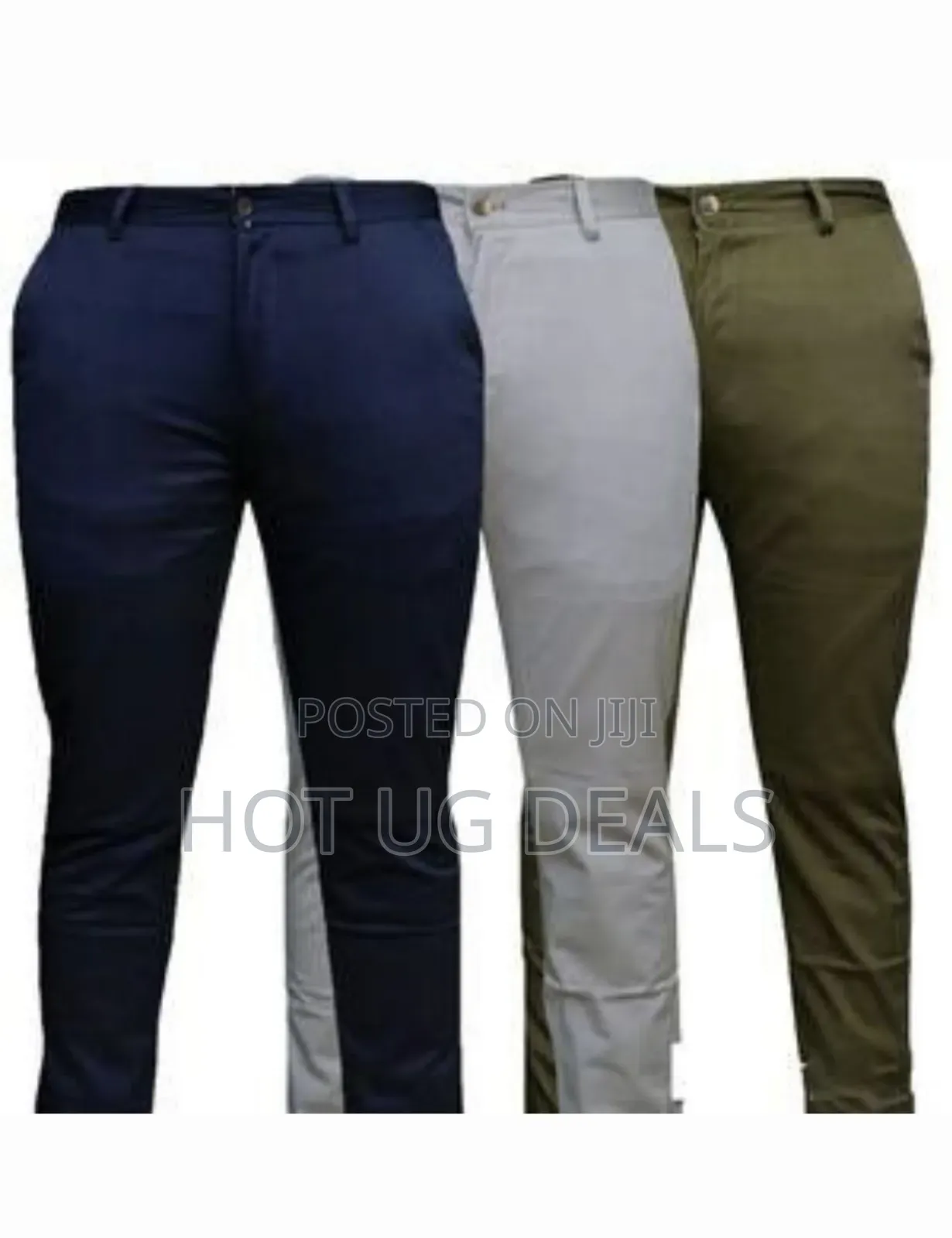 3 Mens Soft Khaki Non Fading Trousers - Multicolor