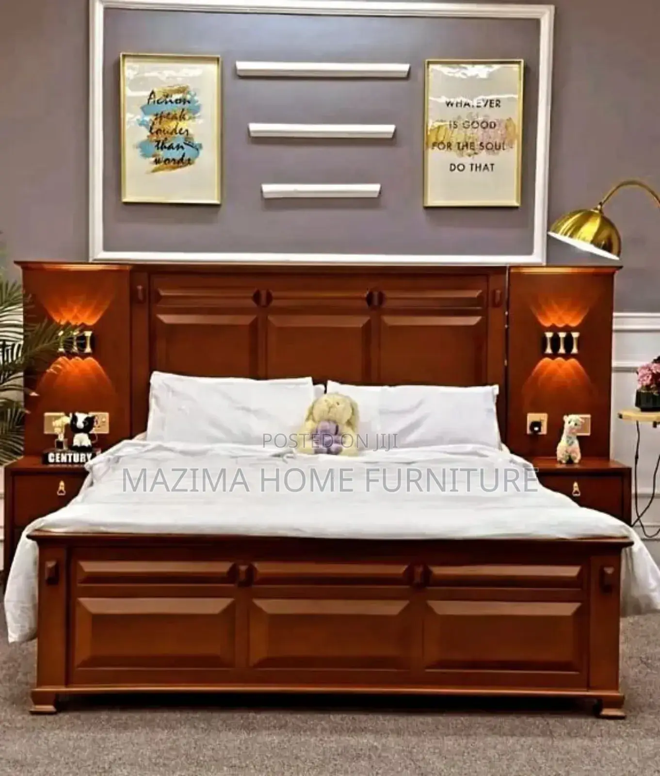 6x6 Mahogany Plain Wooden Beds