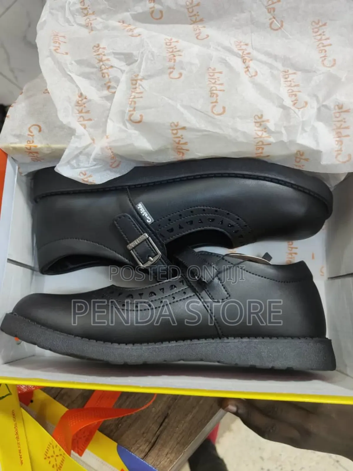 Durable Black School Shoes Girls Crab Kids Shoes