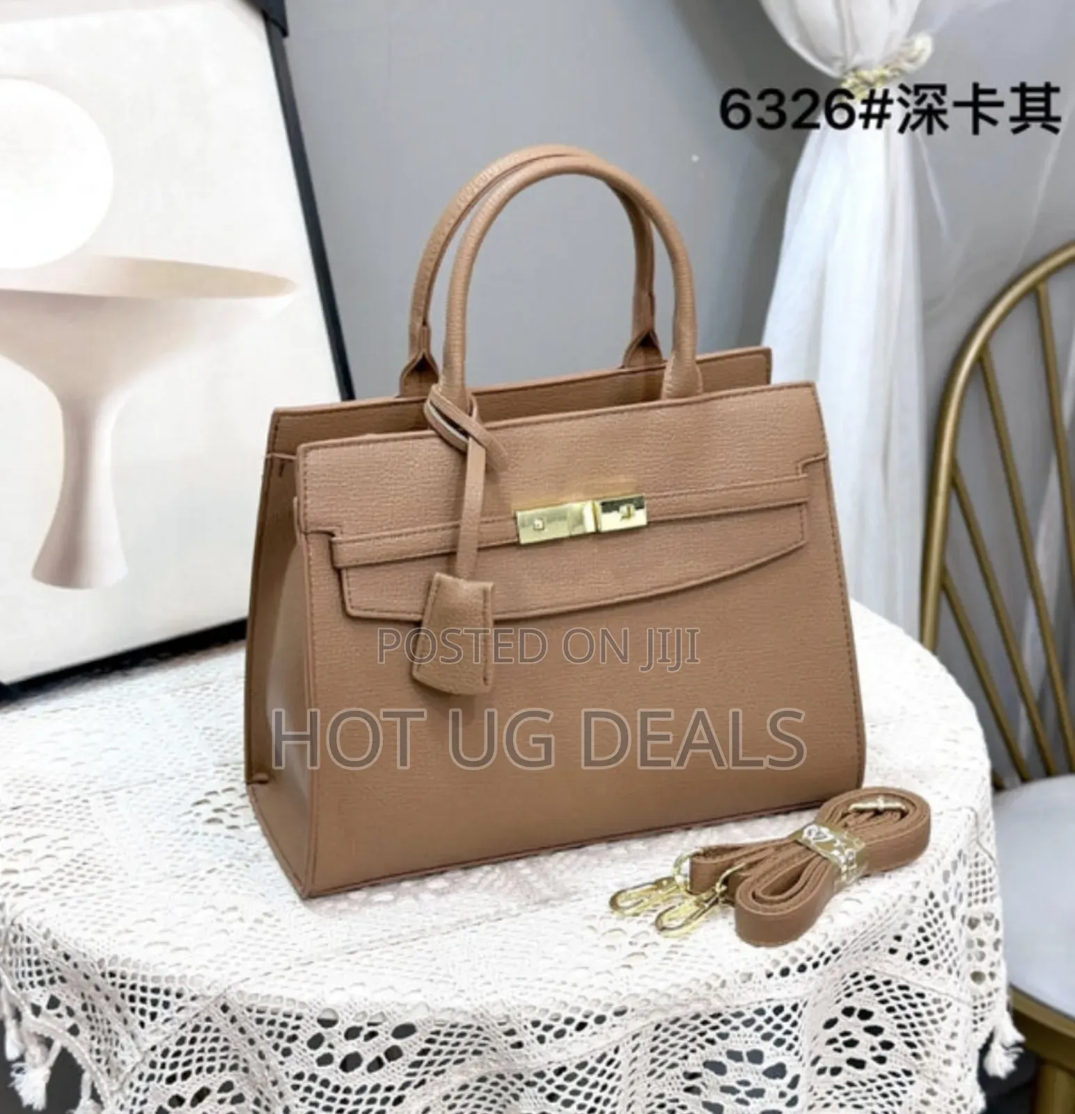 Classic Ladies' Classy Leather Handbag _ Color Varies