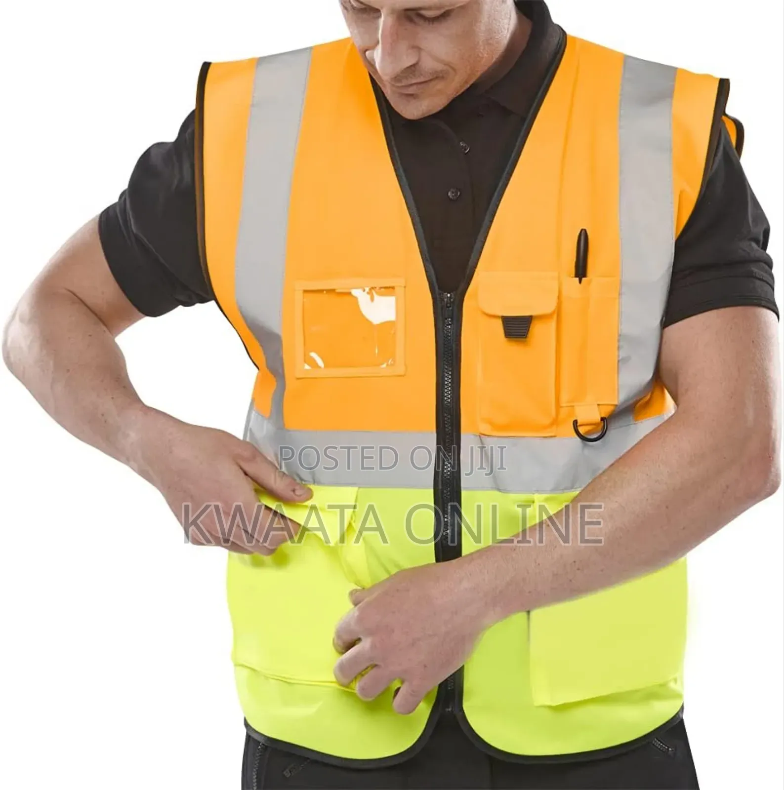 Multi-pockets Reflective Safety Vest With A Ziper-all Color