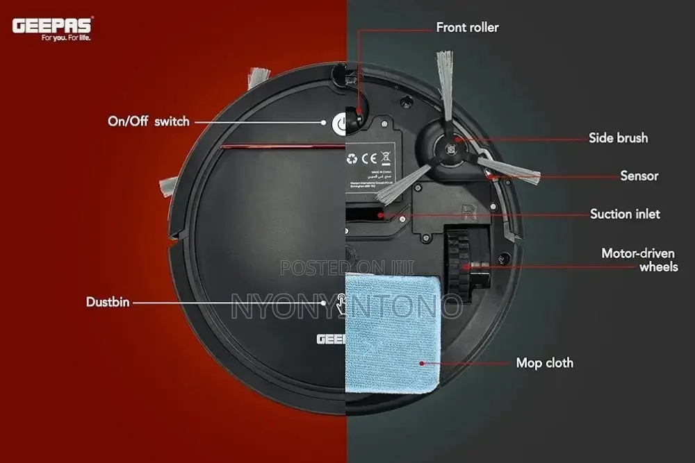 Geepas 2-in-1 Wet Dry Robot Vacuum Cleaner GRVC-19057