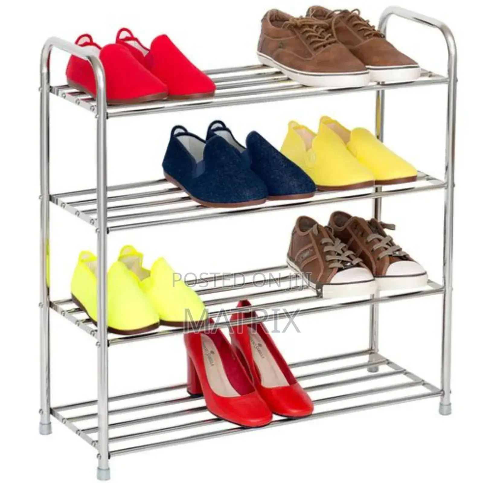4 Tier Original Steel Shoe Rack, Pink,Blue,Green,Silver