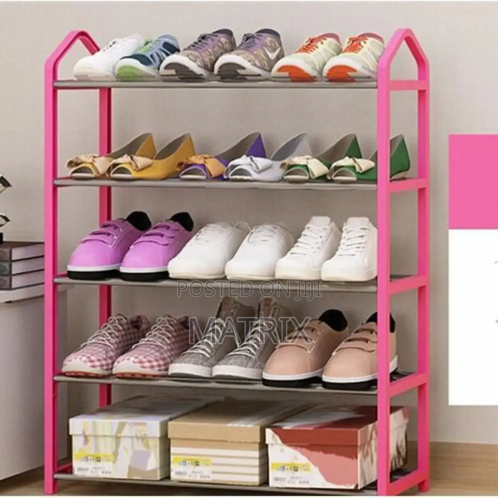 4 Tier Original Steel Shoe Rack, Pink,Blue,Green,Silver
