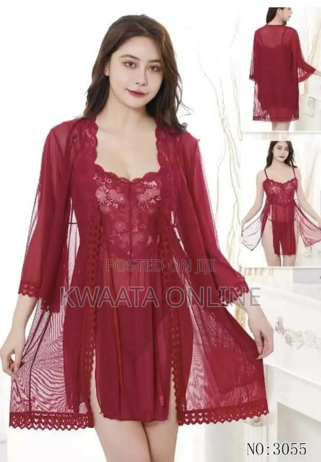 Women 2 Piece Set Sexy Pajama (Nightgown and Robe) Nightwear