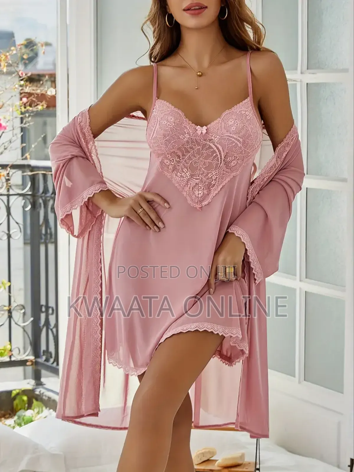 Women 2 Piece Set Sexy Pajama (Nightgown and Robe) Nightwear