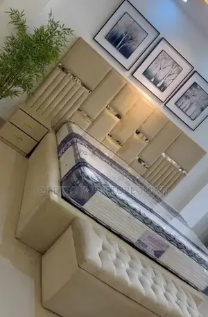 Photo - 6 by 6 Cream Full Bed With a Side Drawers and Auto