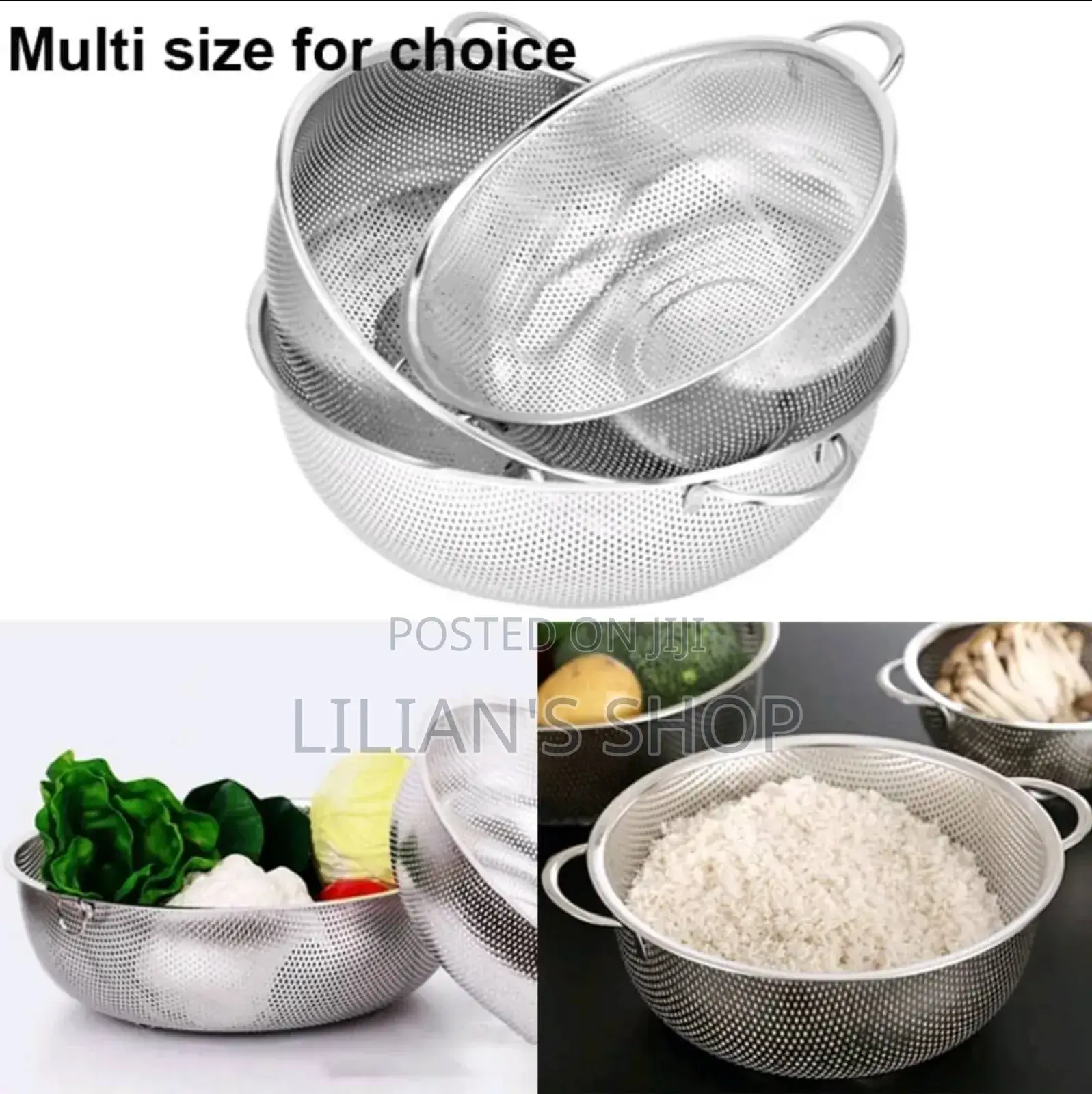 6 Sizes Stainless Steel Vegetable Sieve Colander Fine Mesh