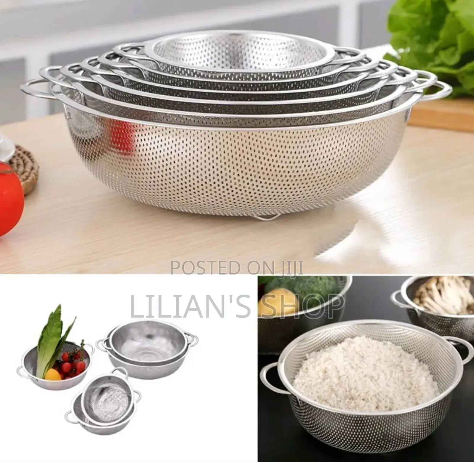 6 Sizes Stainless Steel Vegetable Sieve Colander Fine Mesh