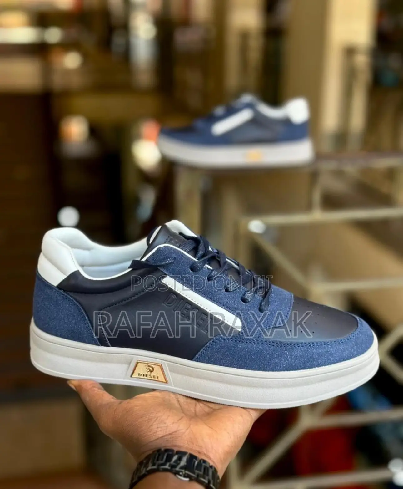 Men’S Classic Blue/White Diesel Smart Casual Low Shoes