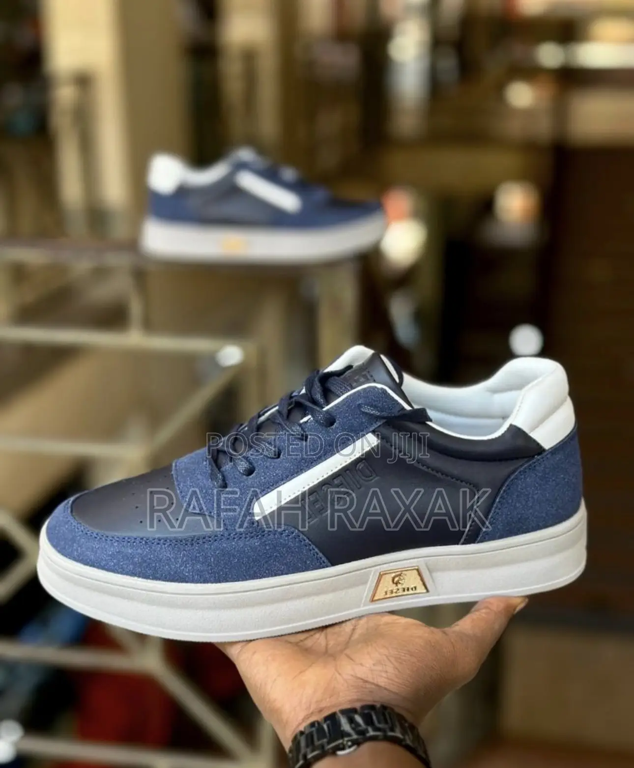 Men’S Classic Blue/White Diesel Smart Casual Low Shoes