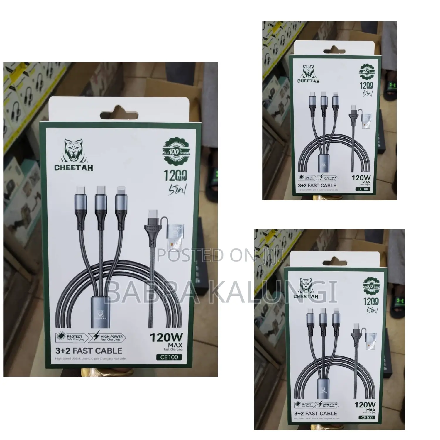 Green Lion 3 in 1 Fast Charging Braided Cable.