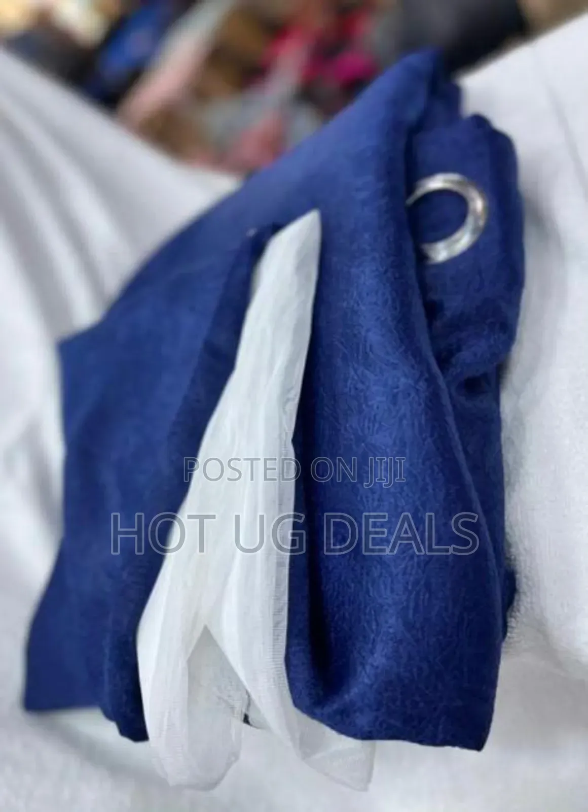 3pcs Set 2 Plain Curtains 1.5m X 2m With 3m Net - Blue