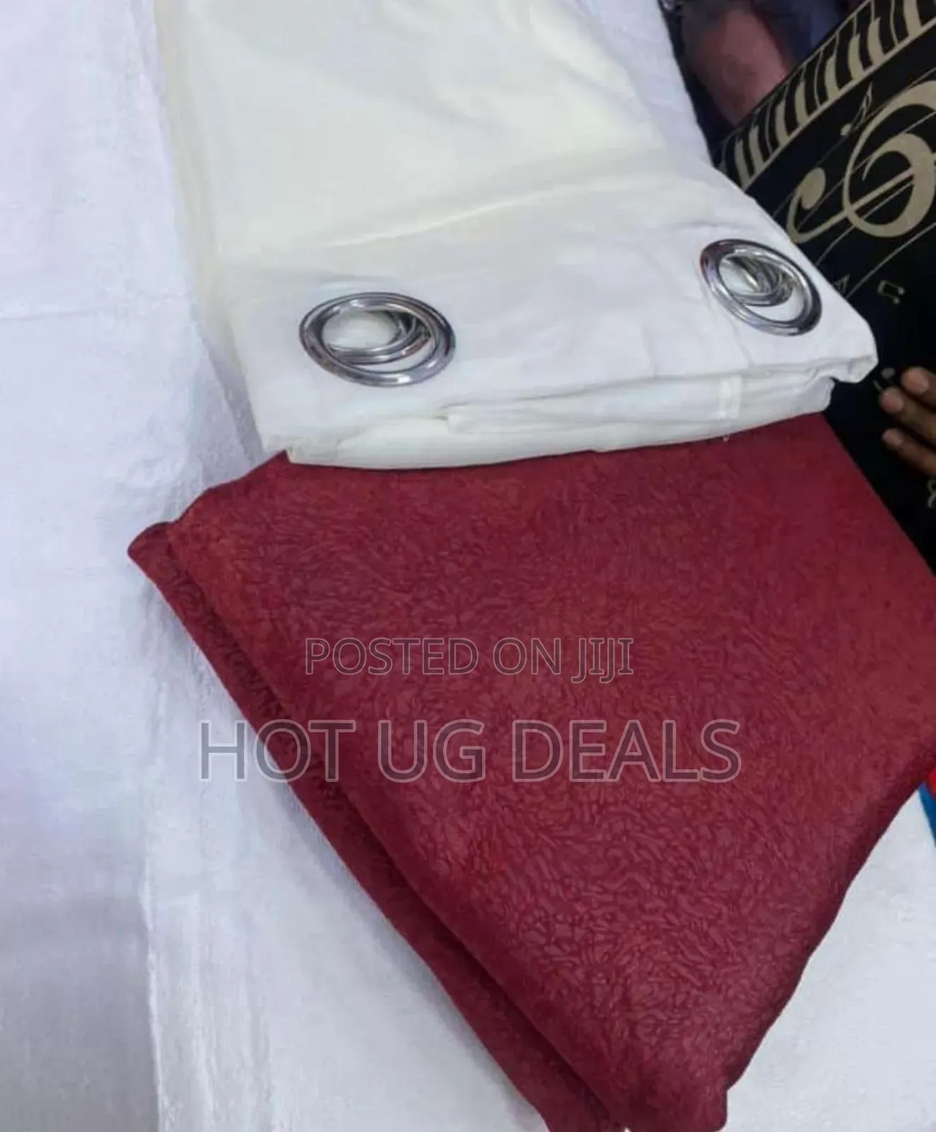 3pcs Set 2 Plain Curtains 1.5m X 2m With 3m Net - Maroon