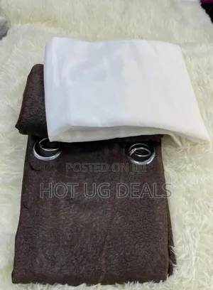 3pcs Set 2 Plain Curtains 1.5m X 2m With 3m Net-coffee Brown