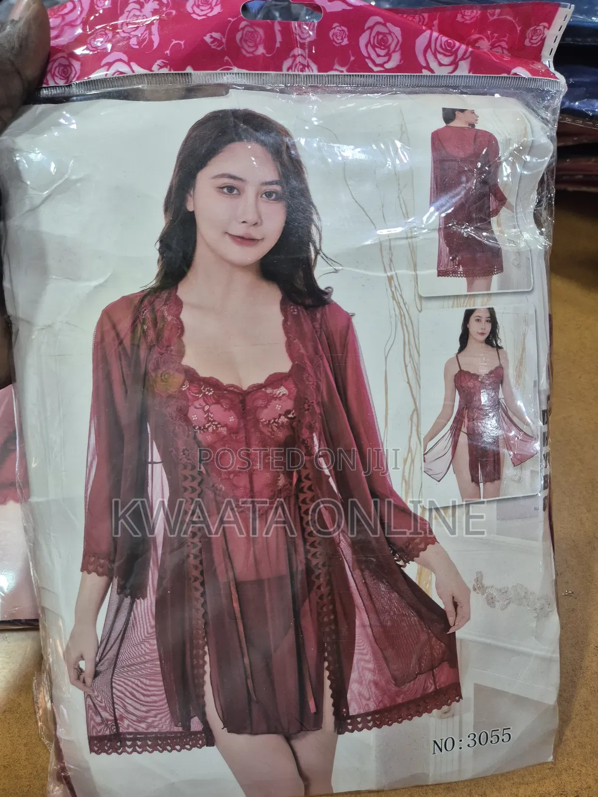 Lace Nightgown Pyjamas 3 Piece Set (Gown+Nightie+Pantie