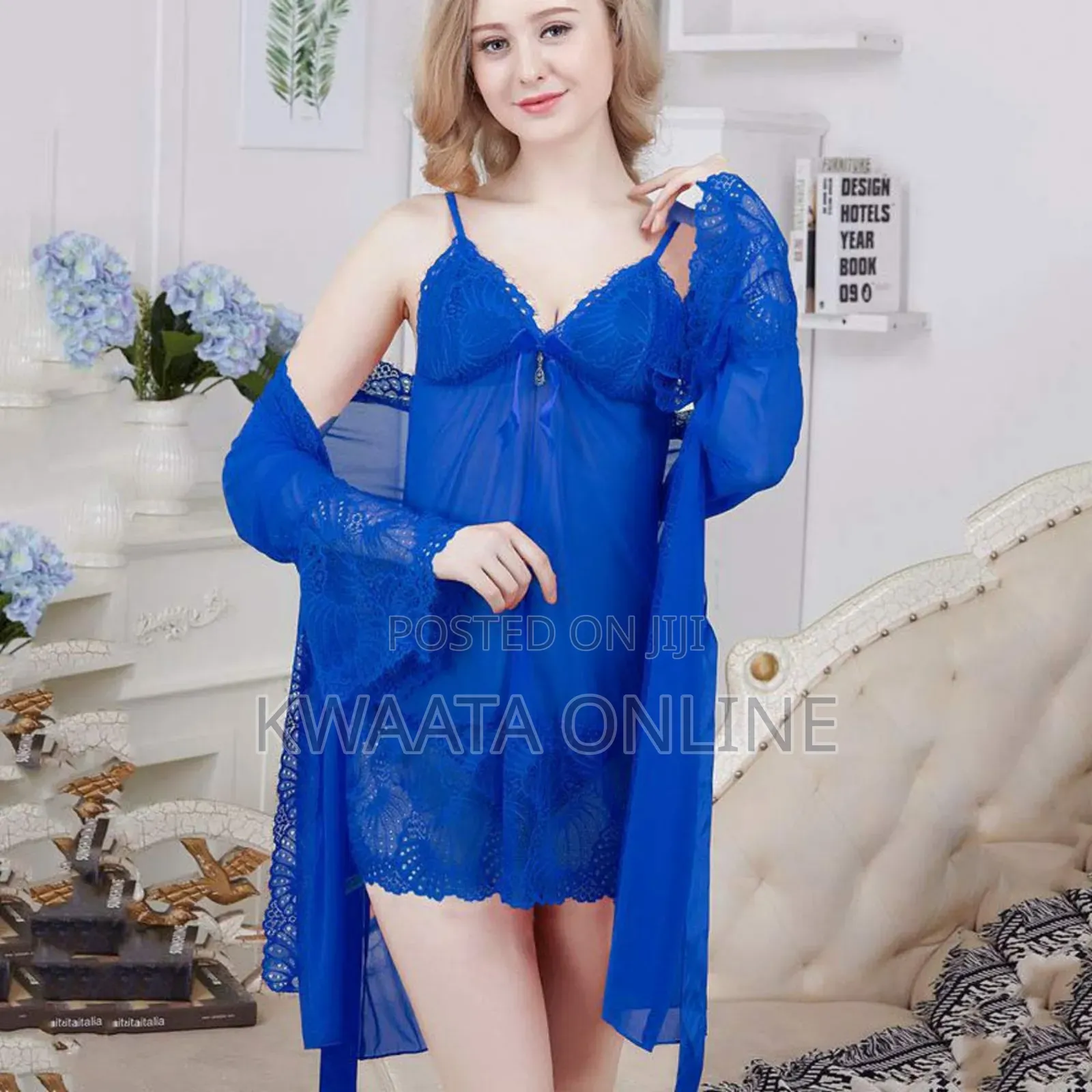 Lace Nightgown Pyjamas 3 Piece Set (Gown+Nightie+Pantie