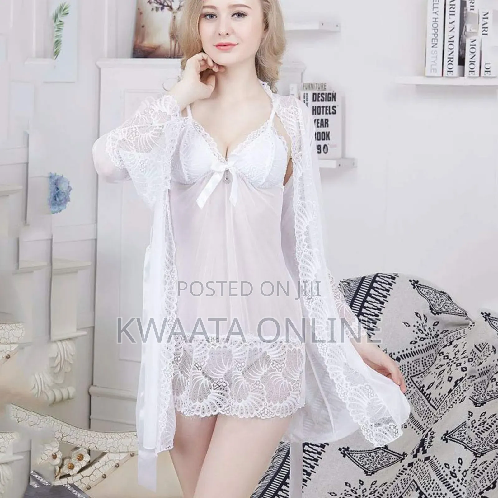 Lace Nightgown Pyjamas 3 Piece Set (Gown+Nightie+Pantie