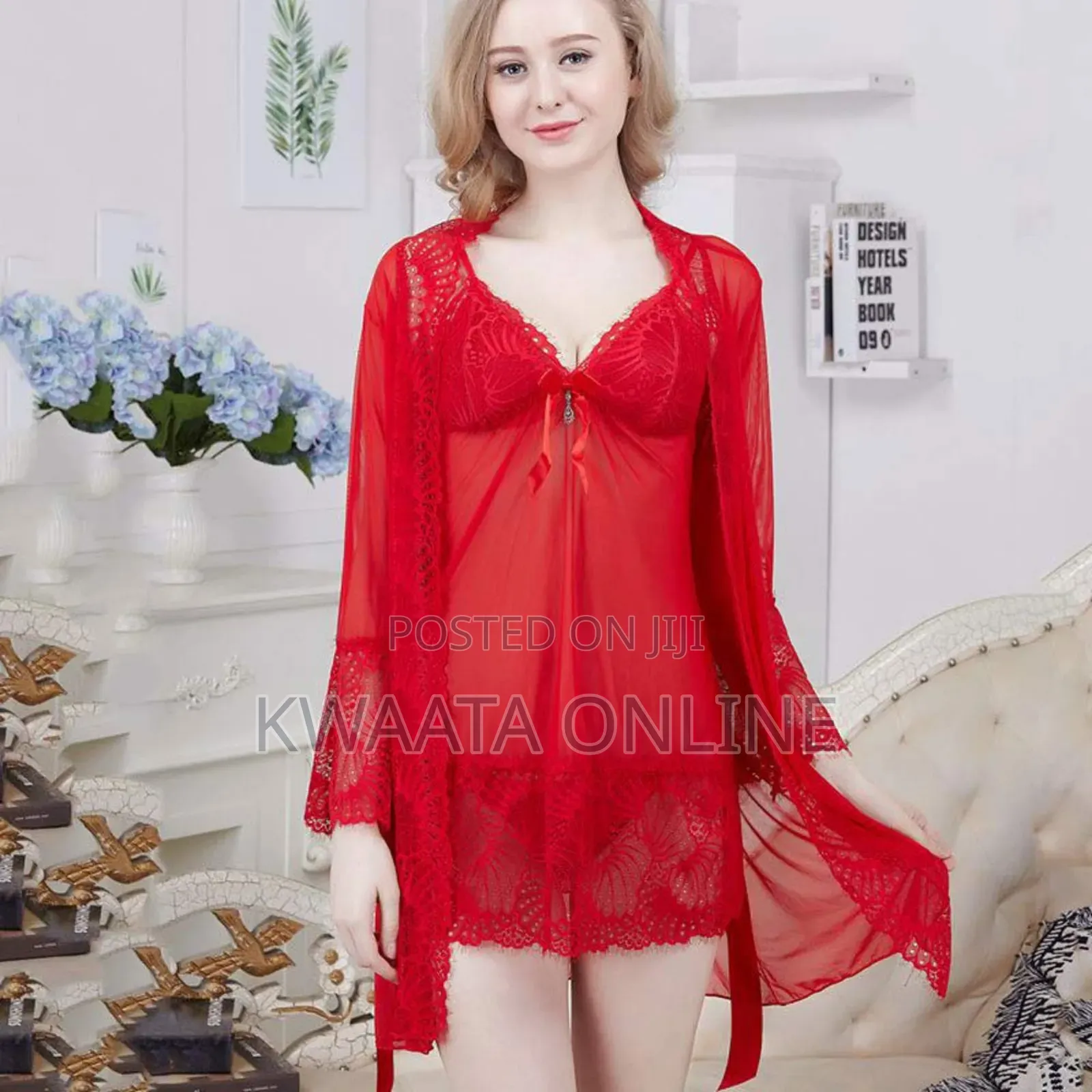 Lace Nightgown Pyjamas 3 Piece Set (Gown+Nightie+Pantie