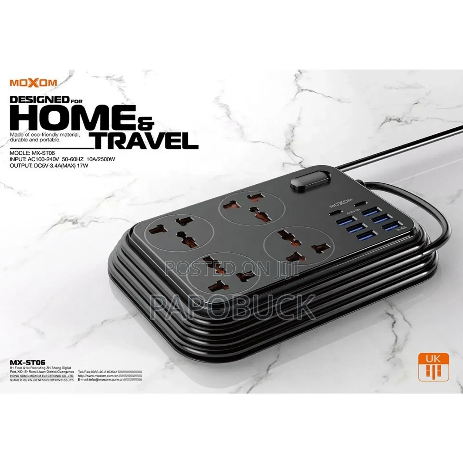 Moxom Mx-St06 2 Meter Extension 3.4a With 12 Charging Ports