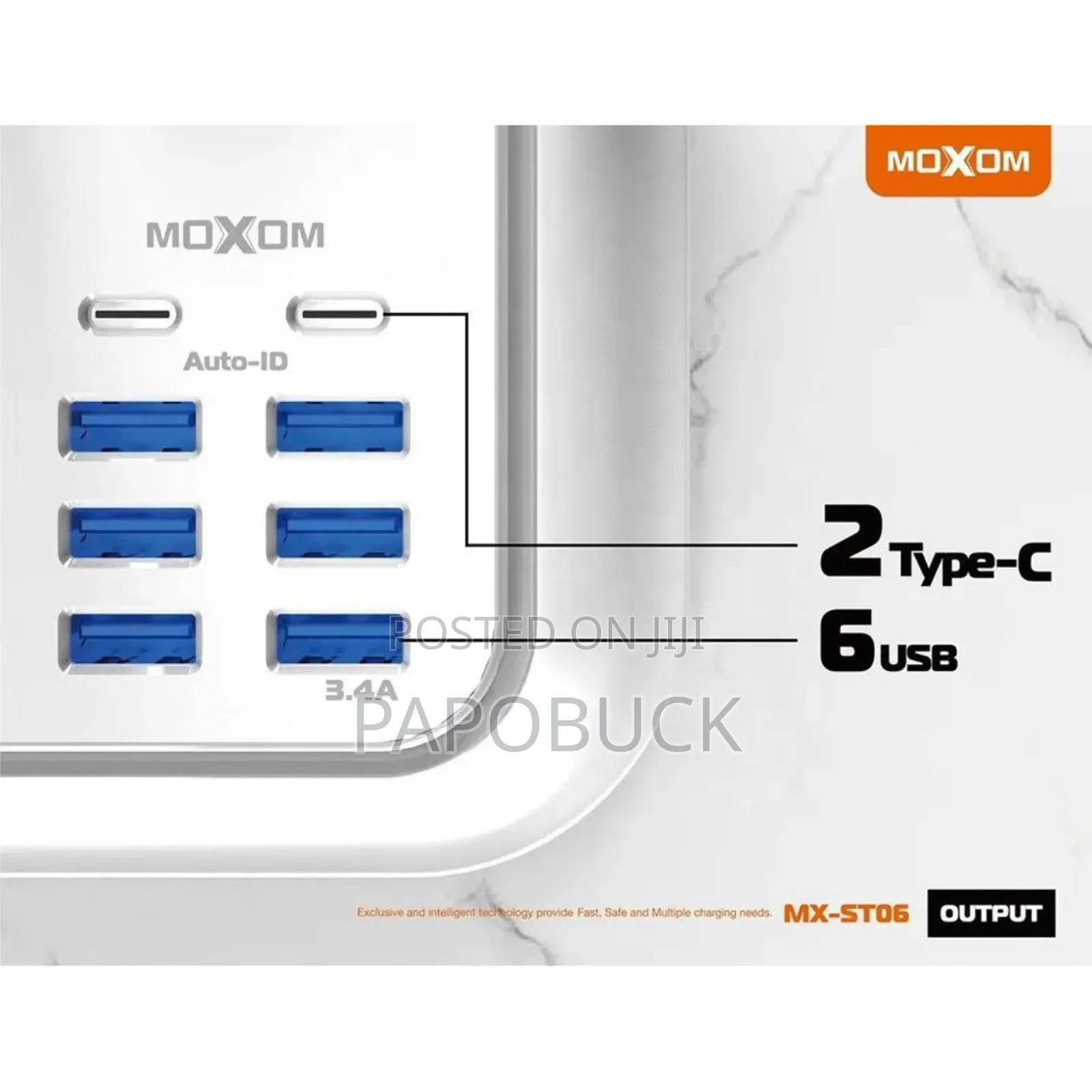 Moxom Mx-St06 2 Meter Extension 3.4a With 12 Charging Ports