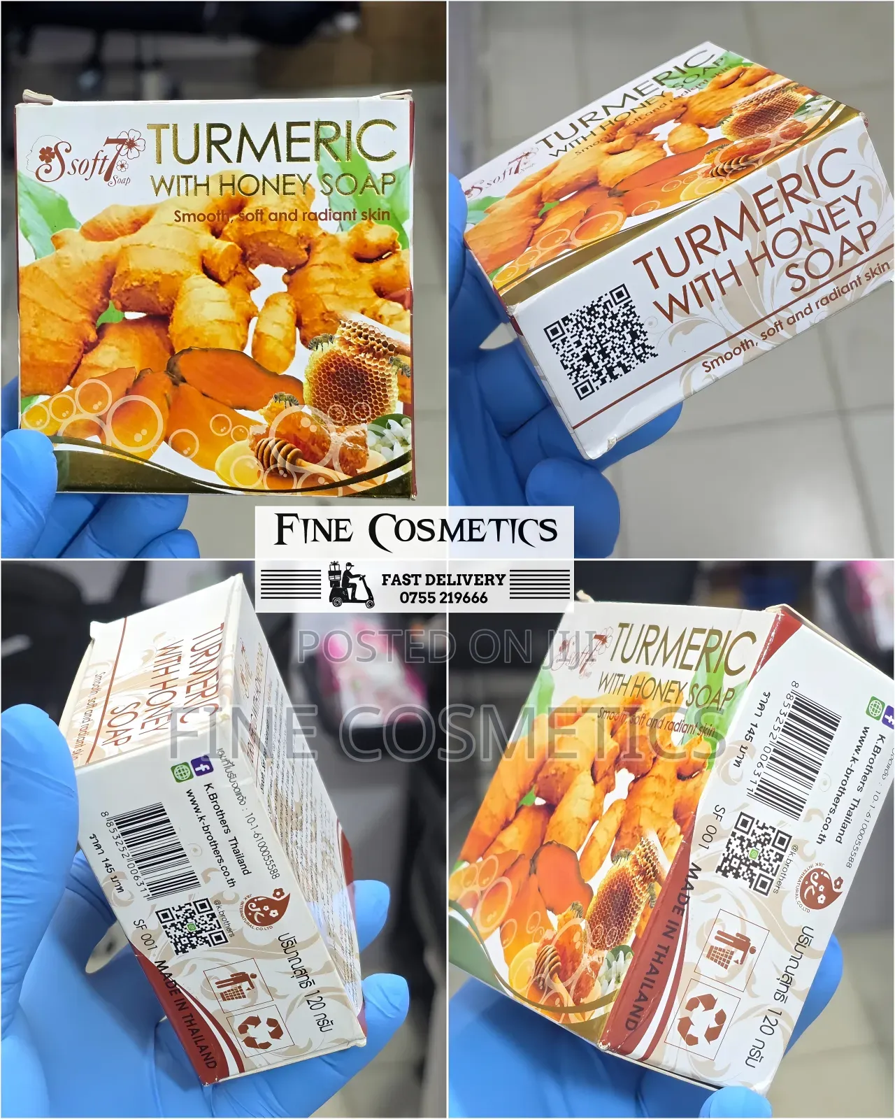 3pcs, S Soft7 Turmeric Luxurious Soap With Honey, K Brothers