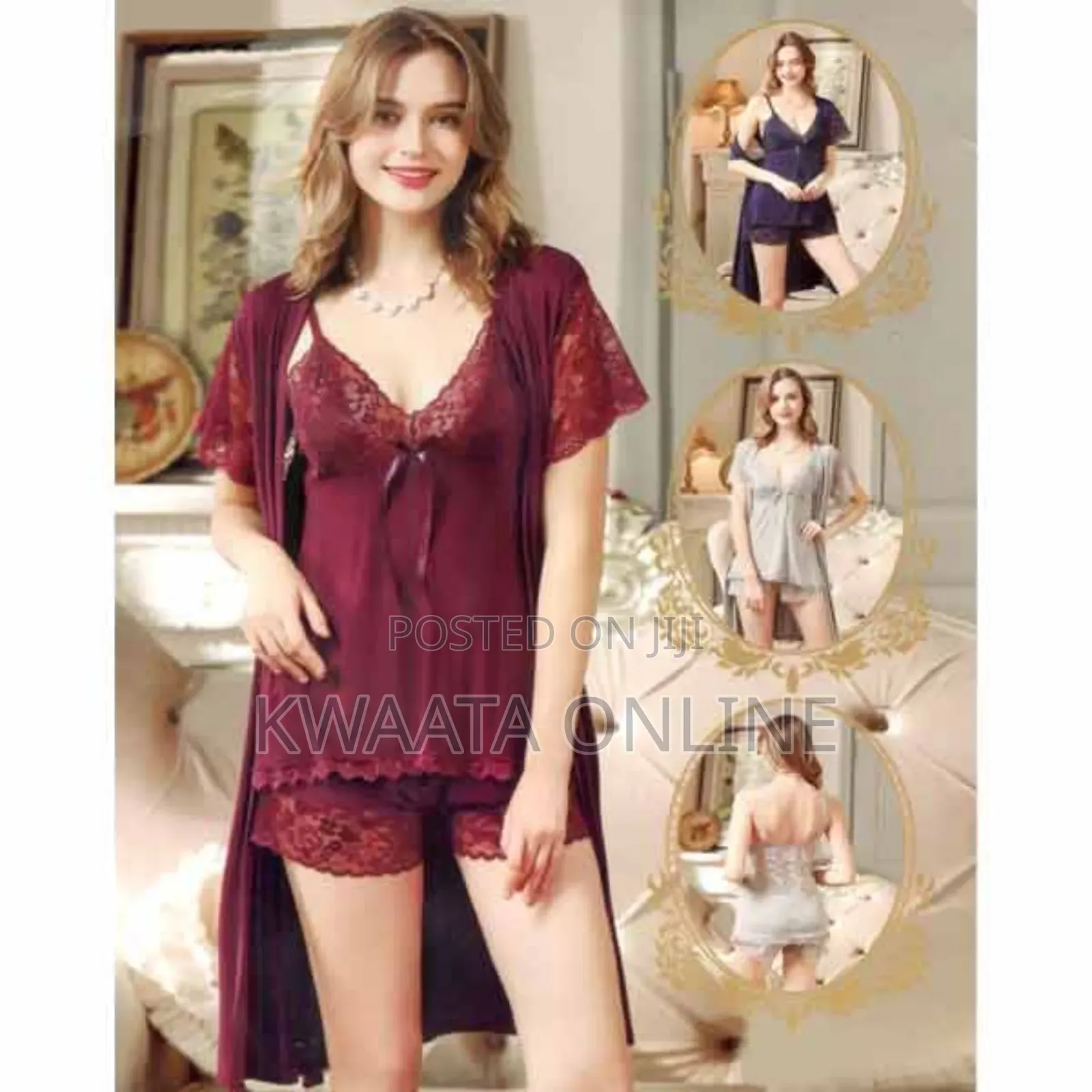 3pc Honeymoon Lingerie With Shorts(Gown+Nightie+Shorts)