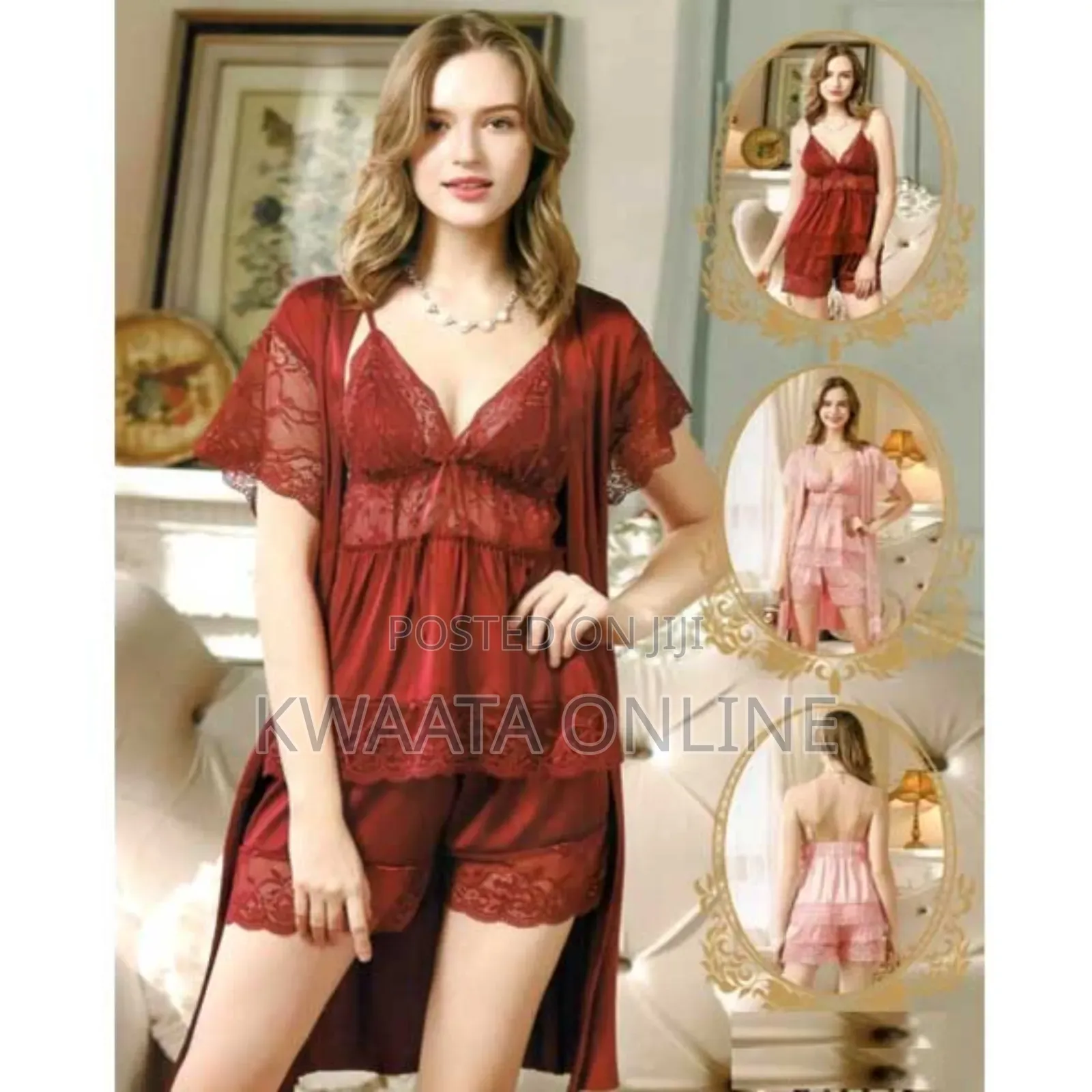 3pc Honeymoon Lingerie With Shorts(Gown+Nightie+Shorts)