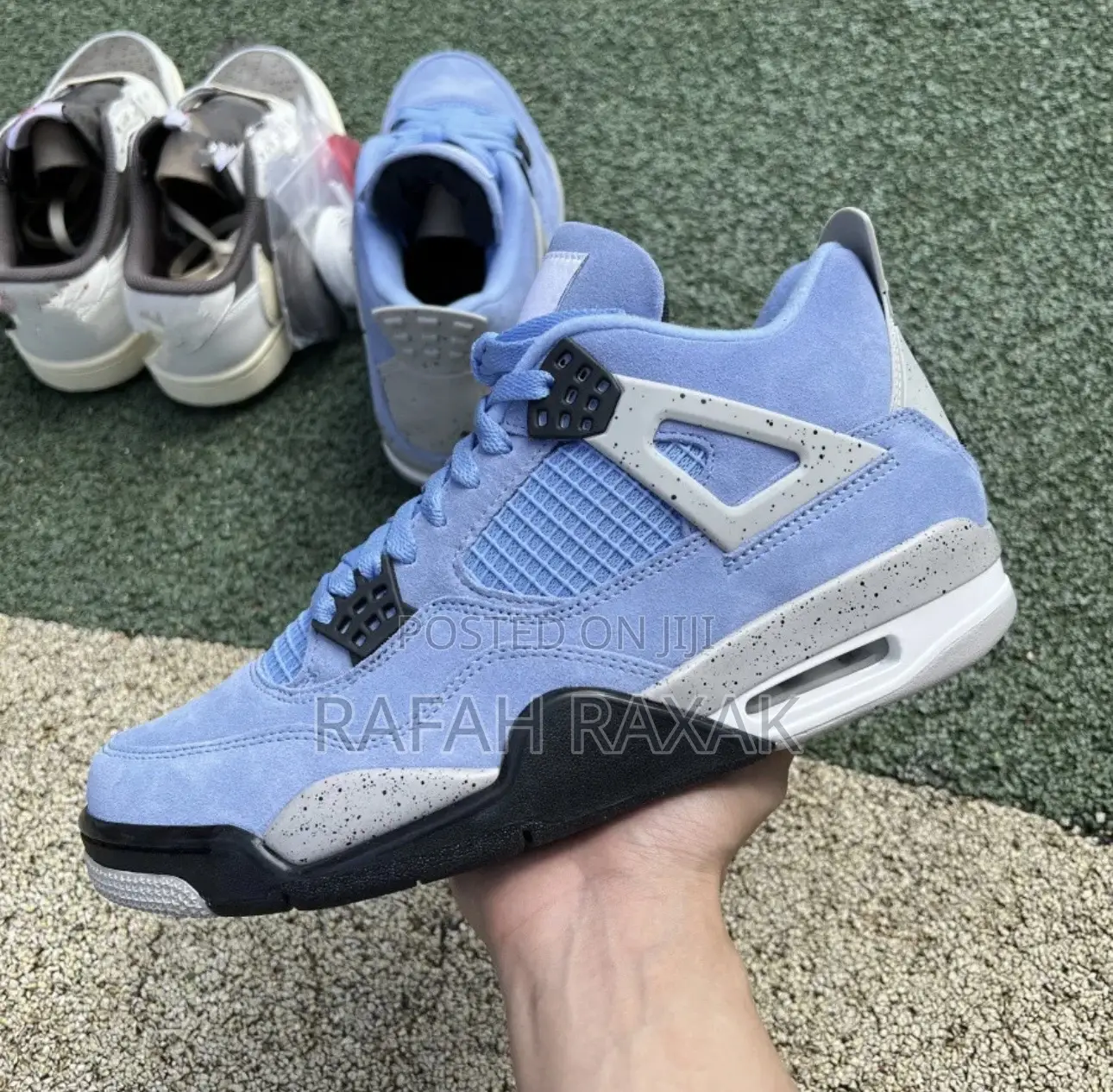 Original Air Jordan 4s Retro University Blue Suede Sneakers
