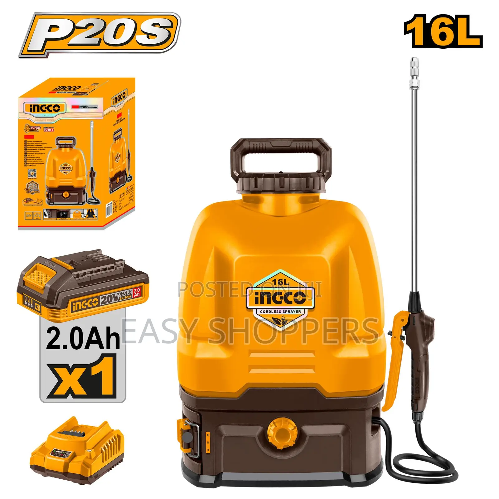 Ingco Cordless Sprayer 16l 20v Flow 1.35l/Min