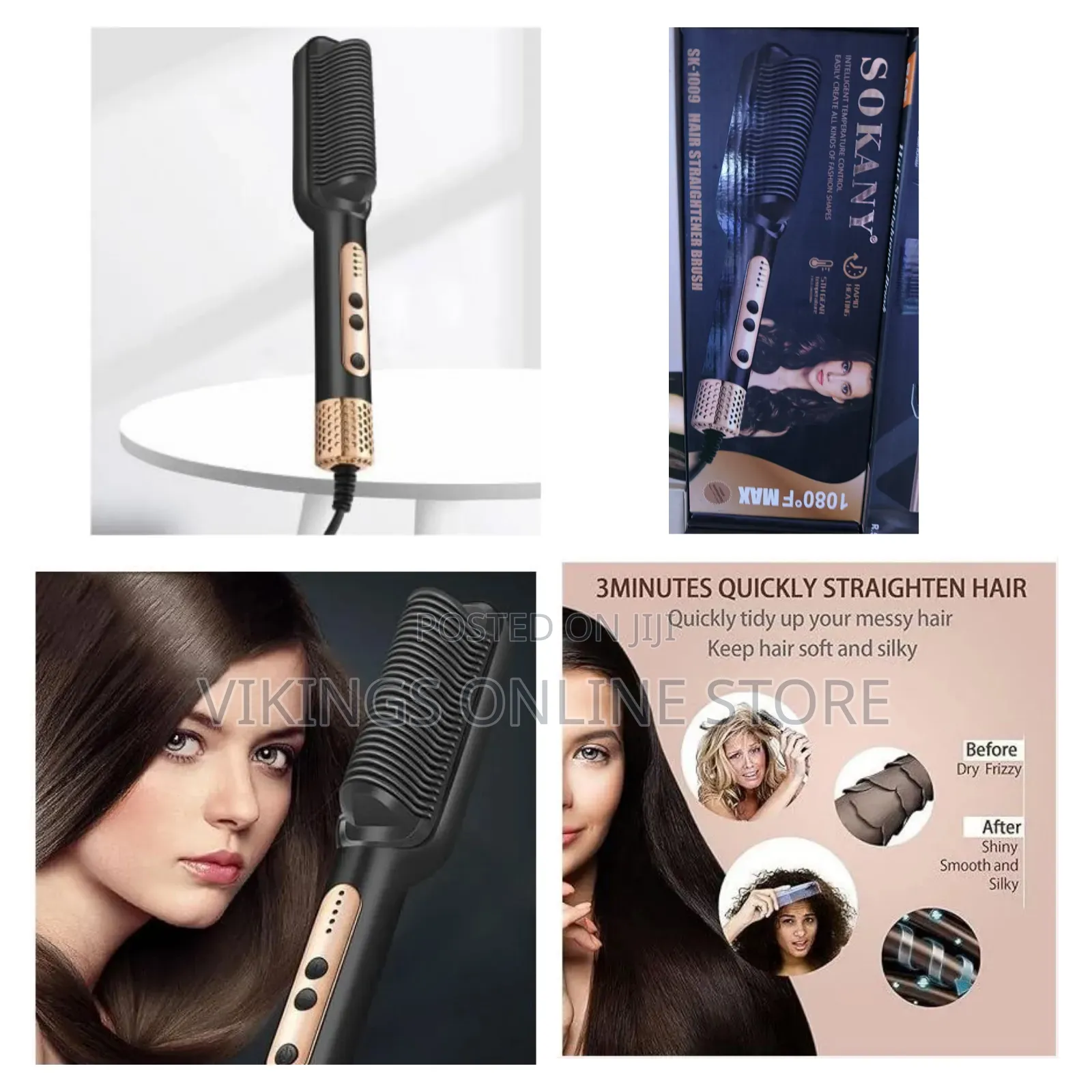 Sokany Hair Straightening Brush Sk-1009 Black