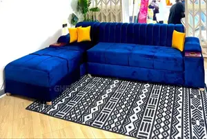 Photo - Blue 6 Seater L Sofa Durable