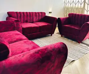 Photo - 5 Seater Maroon Sofa Set in 2 2 1