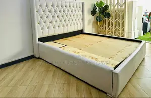 Photo - Cream 5 by 6 Standard Bed With a Button Designs