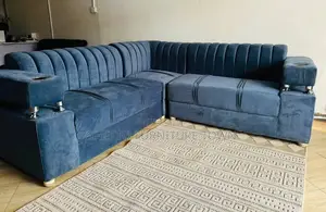 Photo - 5 Seater Black L Sofa in Modular Form