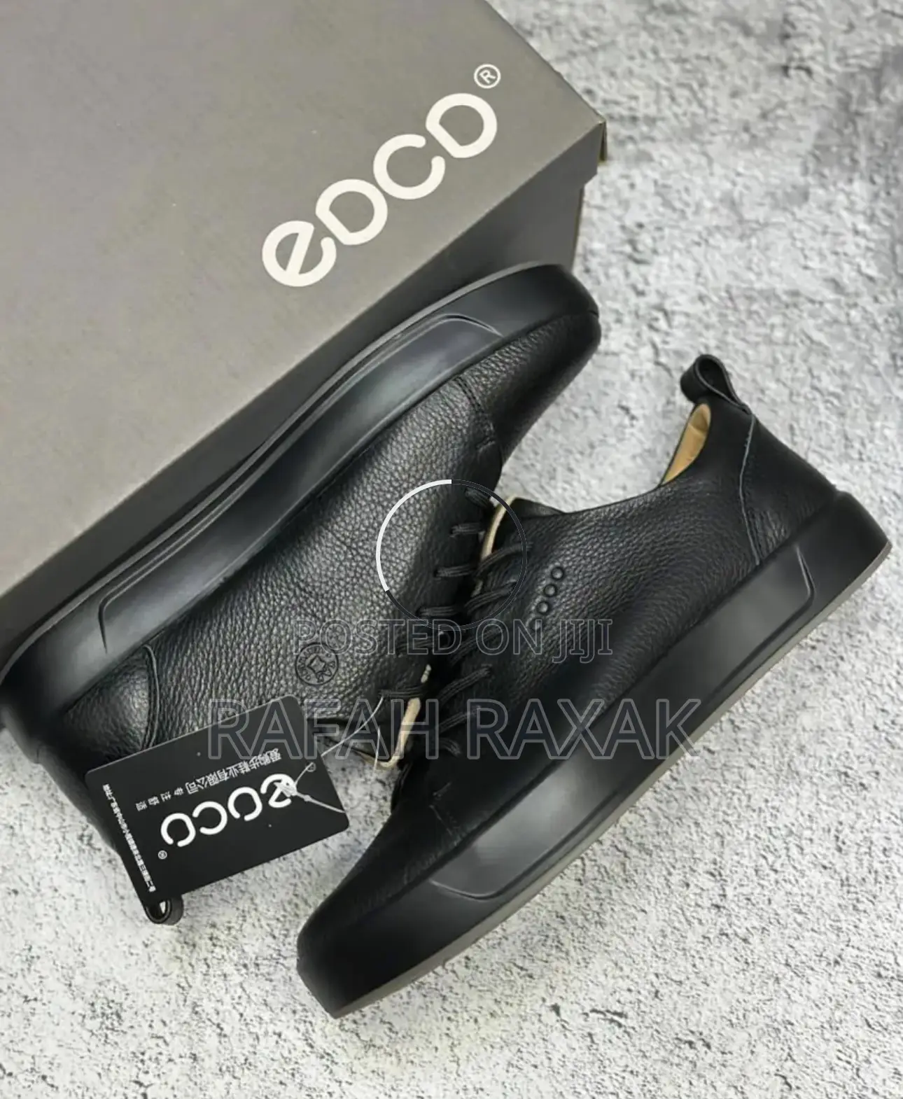 Men’S Black Leather Ecco Smart Casual Sneakers