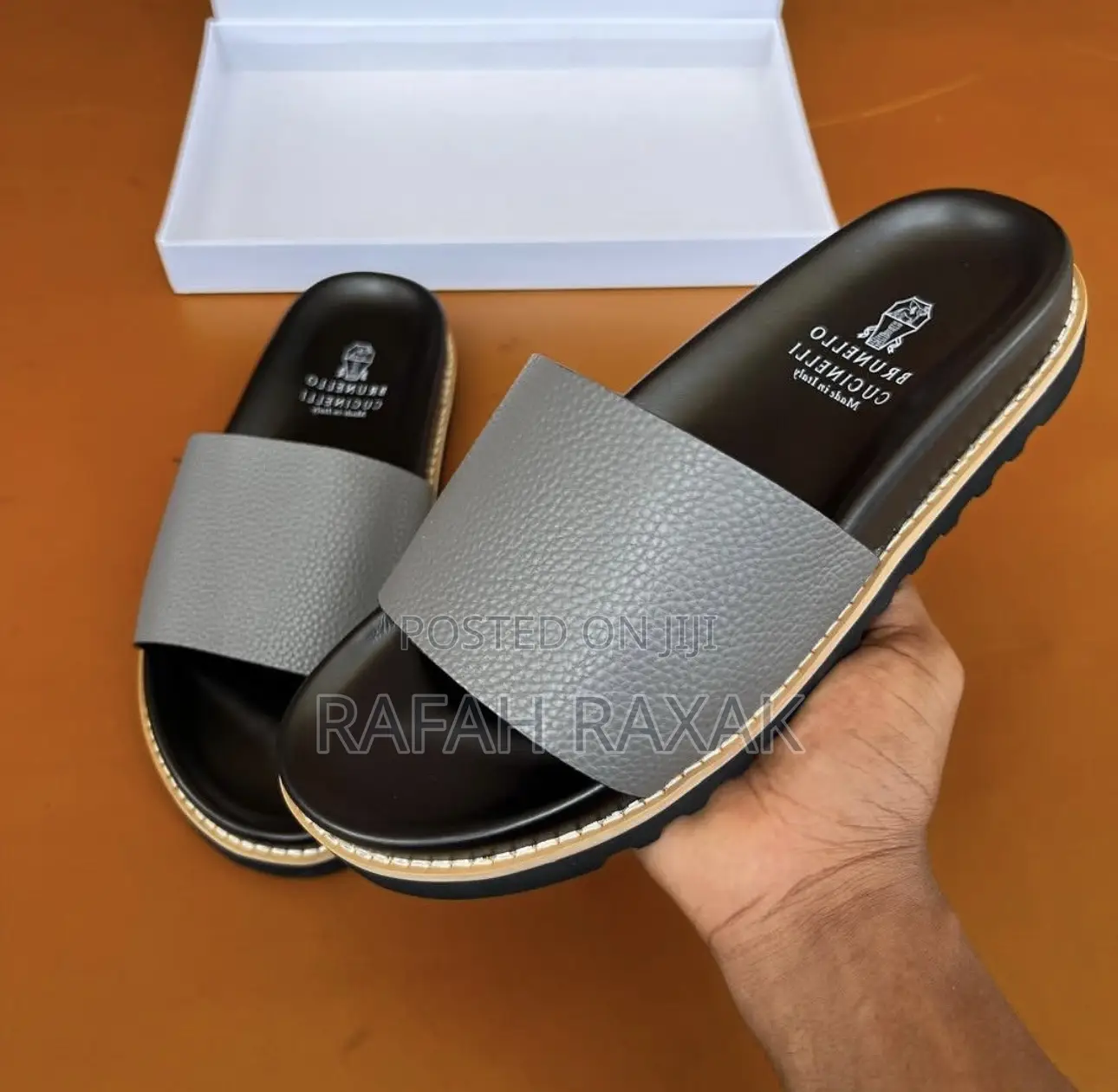 Original Grey/Black Brunello Cucinelli Push In Sandals