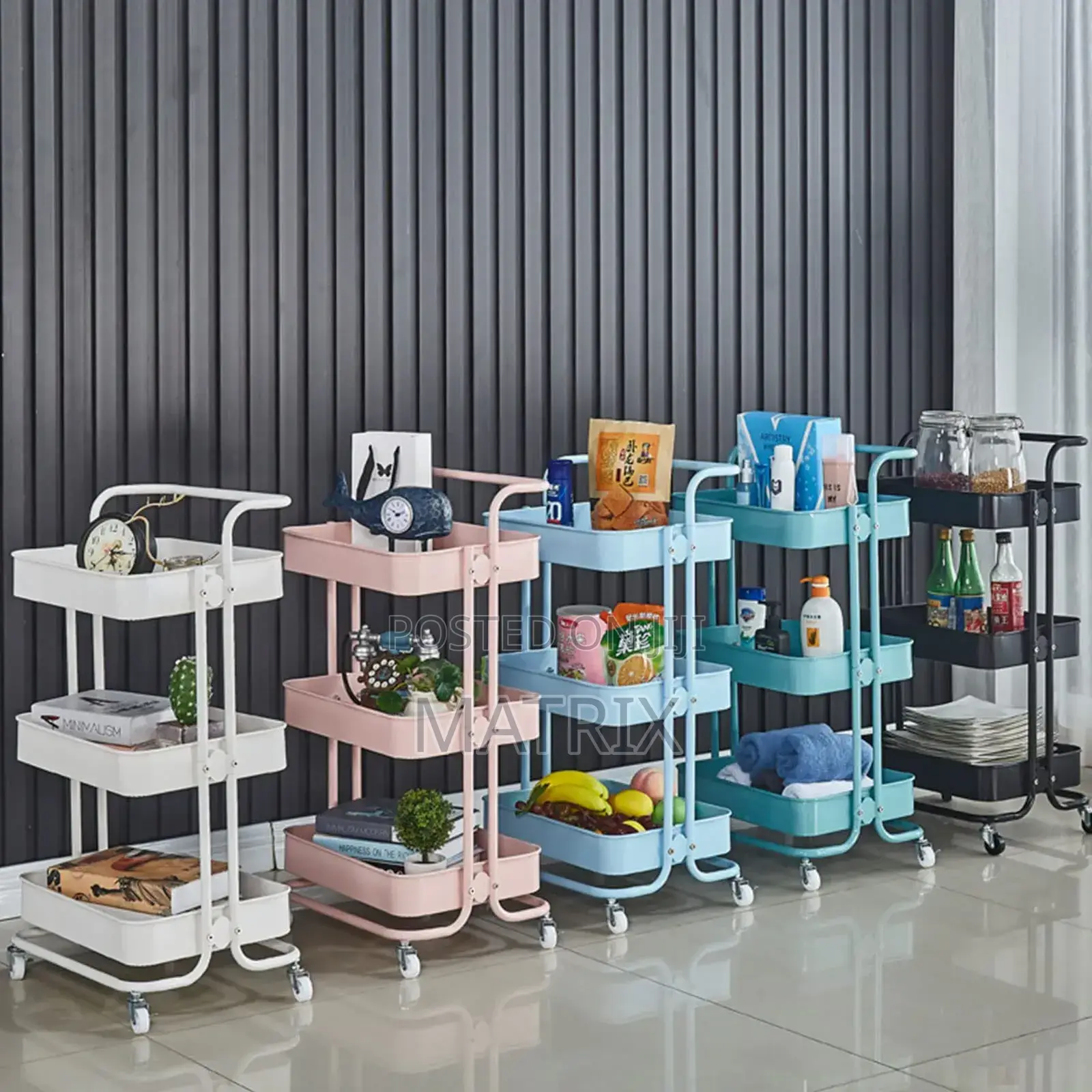 3 Tier Multi-Purpose Steel Trolley Shelves