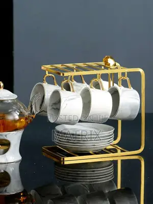 6 Tea Coffee Cups and Saucers Stand Organizer