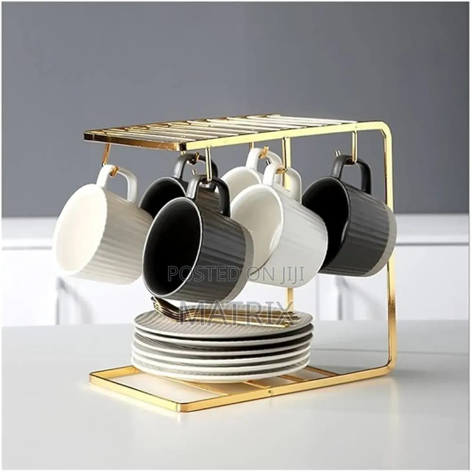 6 Tea Coffee Cups and Saucers Stand Organizer