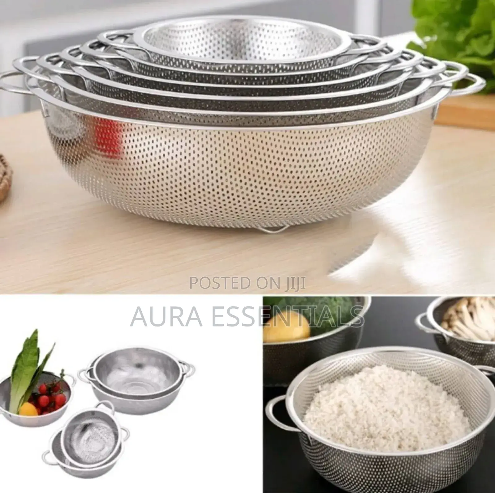 6 Sizes Stainless Steel Vegetable Sieve Colander Fine Mesh