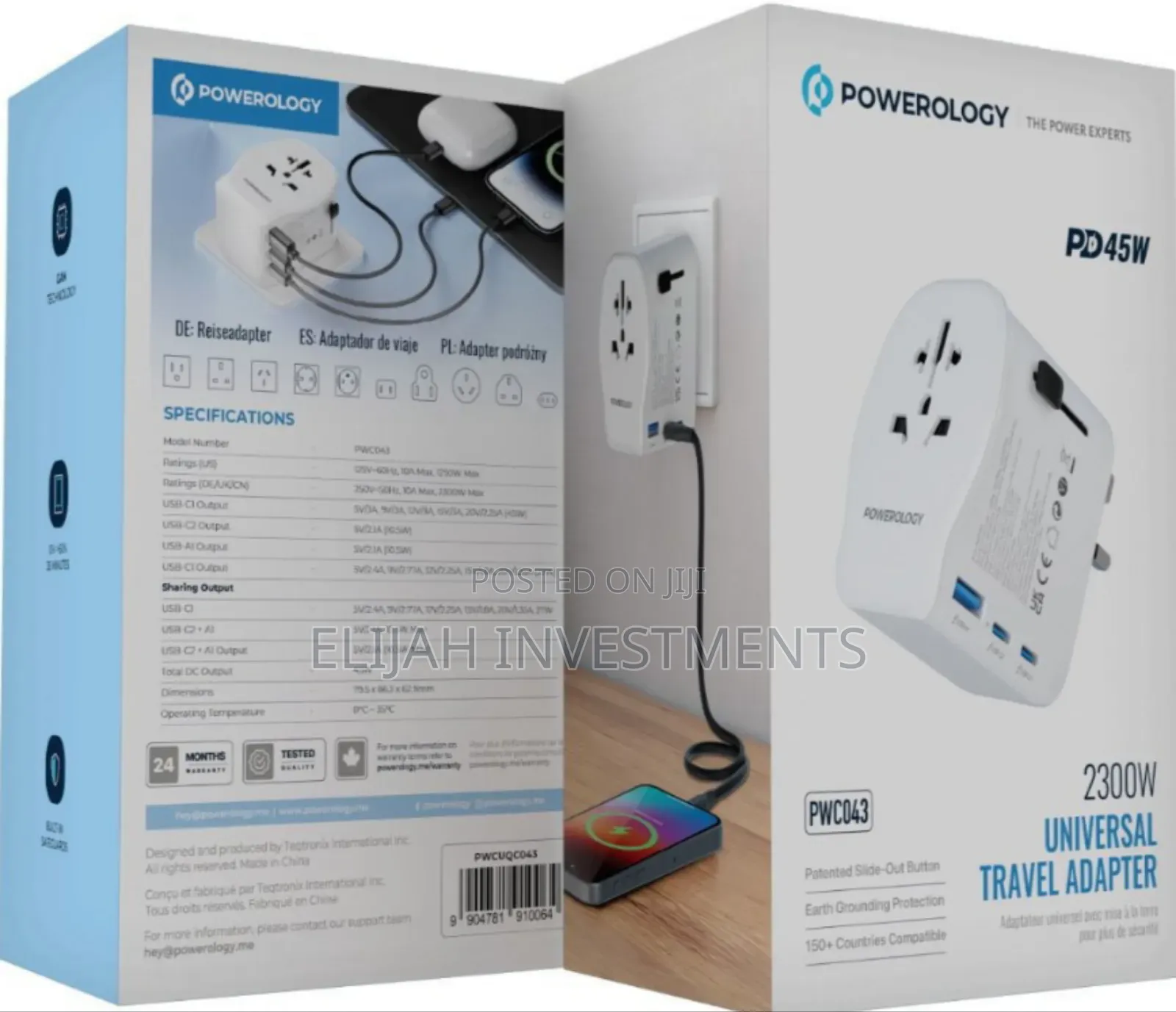 Powerology Universal Travel Adapter 2300w