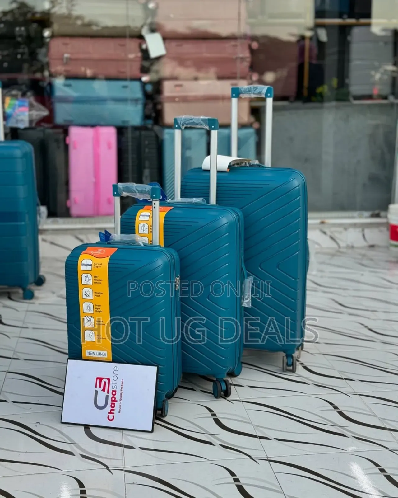 Plastic Travel Suitcase Bag 3pcs Set (Small,Medium, Large)
