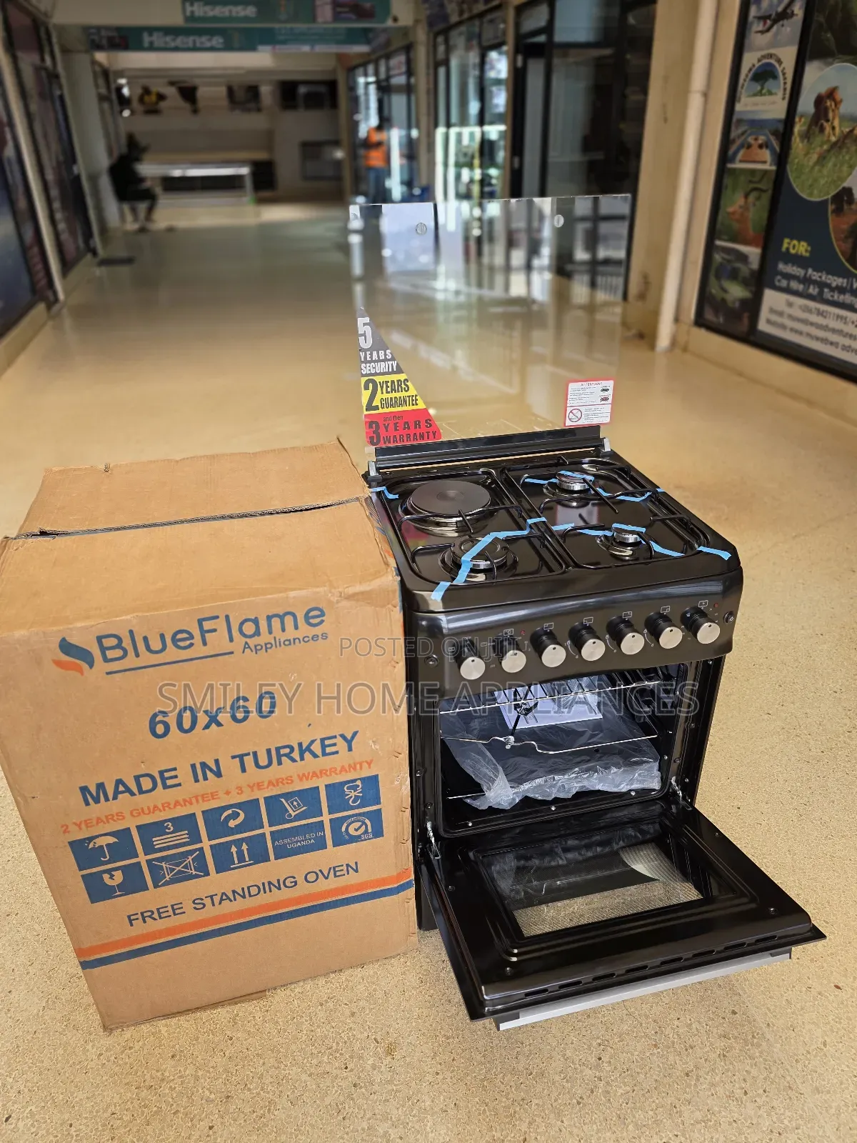 Blueflame 60*60 Black Gas Cooker Oven With a Turbo Oven Fan