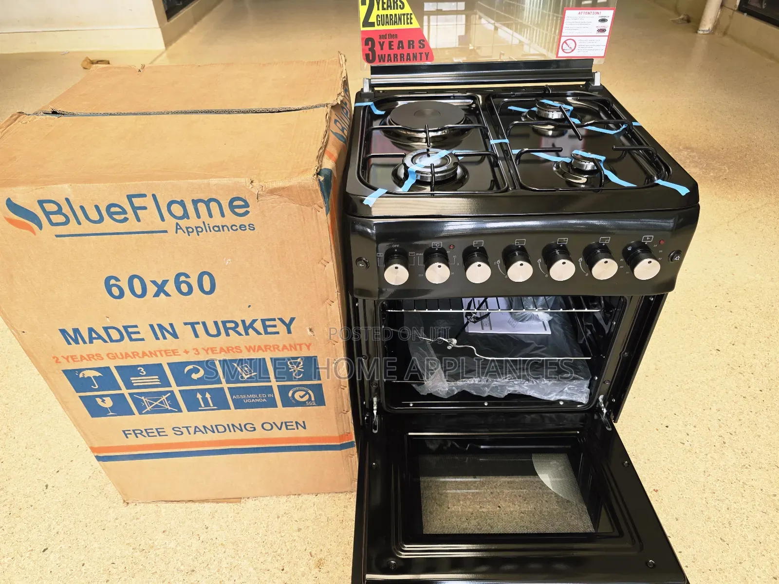 Blueflame 60*60 Black Gas Cooker Oven With a Turbo Oven Fan